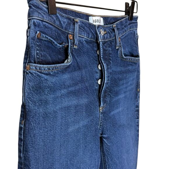Agolde Women’s Sz 27 Riley Jeans Long High Rise Straight Stretch Button Fly - Picture 4 of 7